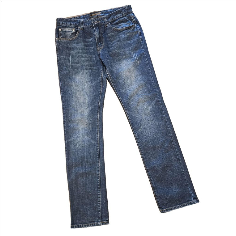 Men's Carbon Jeans Slim Straight Flex Blue Size 32/34, Light distressing - Picture 3 of 8